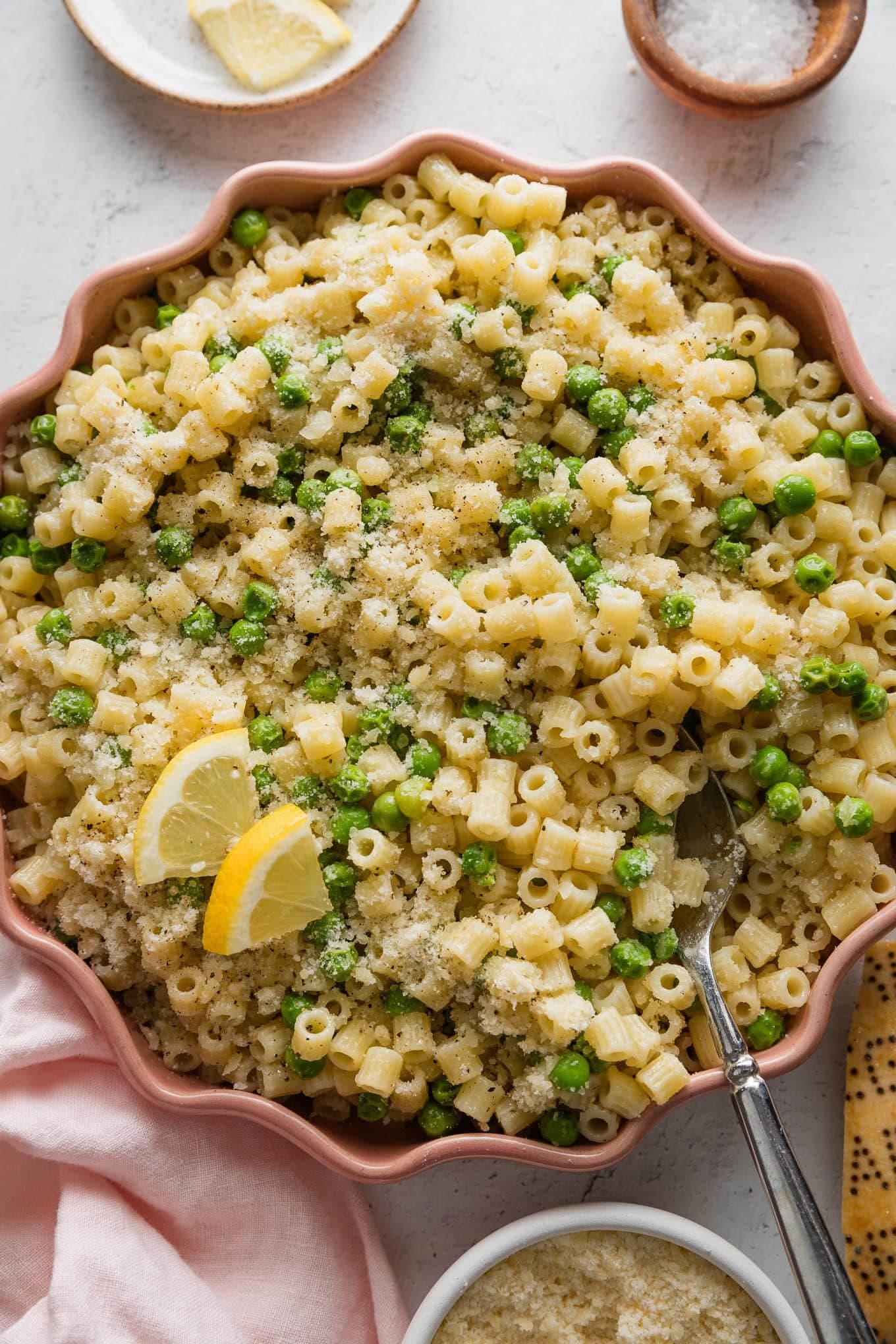 Ditalini with Peas and Parmesan - Nourish and Fete
