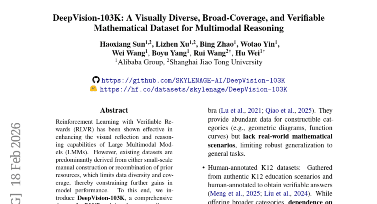 DeepVision-103K: A Visually Diverse, Broad-Coverage, and Verifiable Mathematical Dataset for Multimodal Reasoning