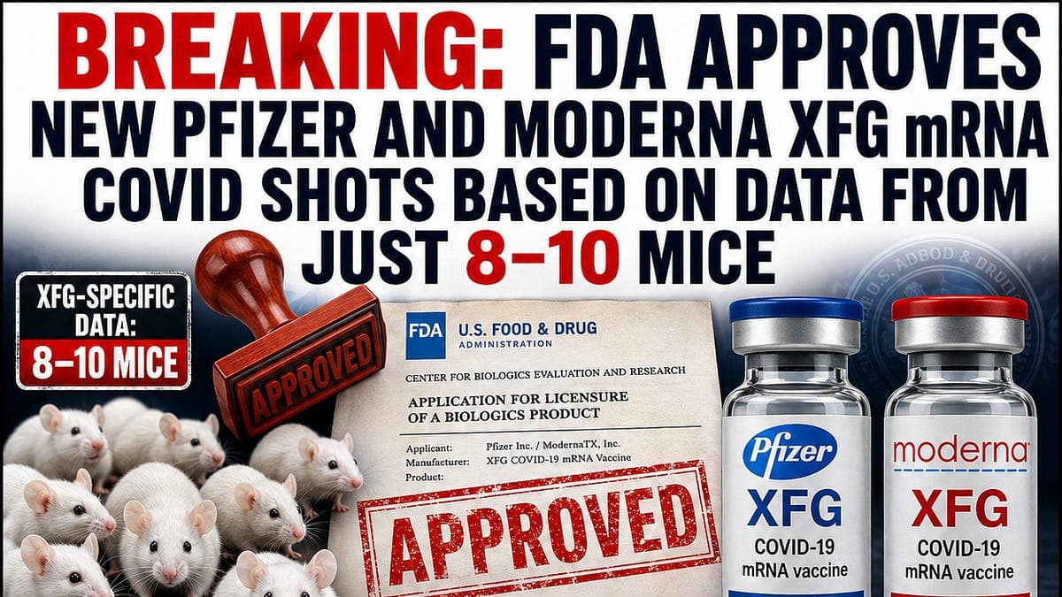 BREAKING: FDA Approves New Pfizer and Moderna XFG mRNA COVID Shots Based on Data From Just 8–10 Mice