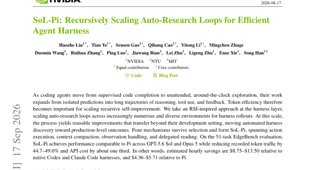 SoL-Pi: Recursively Scaling Auto-Research Loops for Efficient Agent Harness