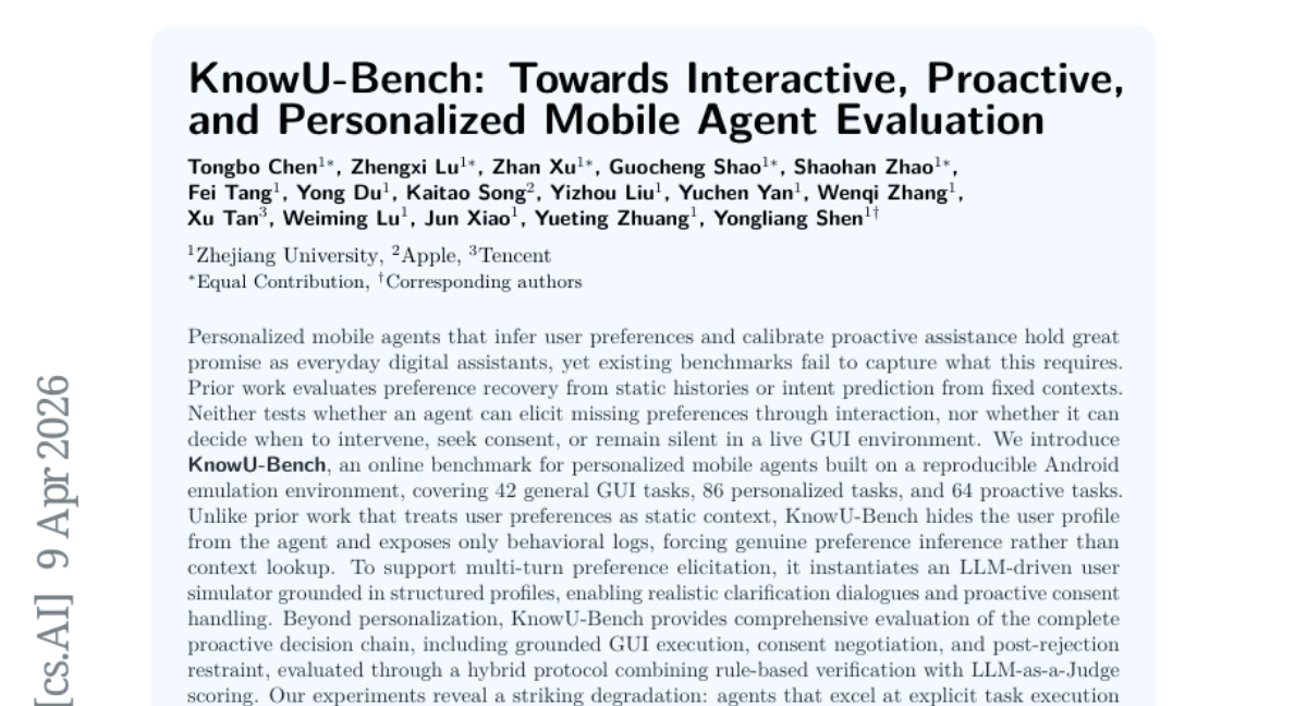 KnowU-Bench: Towards Interactive, Proactive, and Personalized Mobile Agent Evaluation