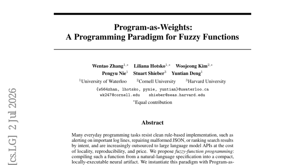 Program-as-Weights: A Programming Paradigm for Fuzzy Functions