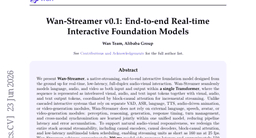 Wan-Streamer v0.1: End-to-end Real-time Interactive Foundation Models