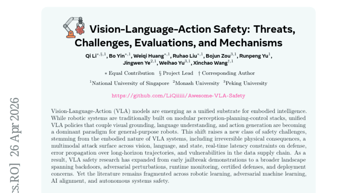 Vision-Language-Action Safety: Threats, Challenges, Evaluations, and Mechanisms