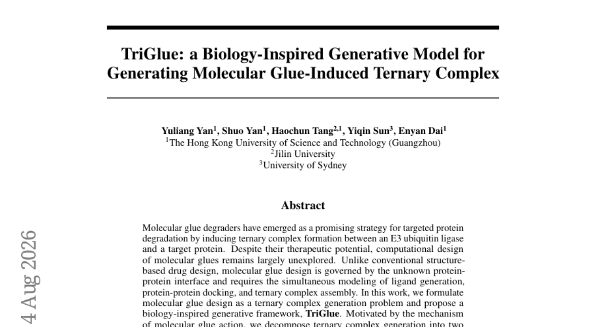 TriGlue: a Biology-Inspired Generative Model for Generating Molecular Glue-Induced Ternary Complex