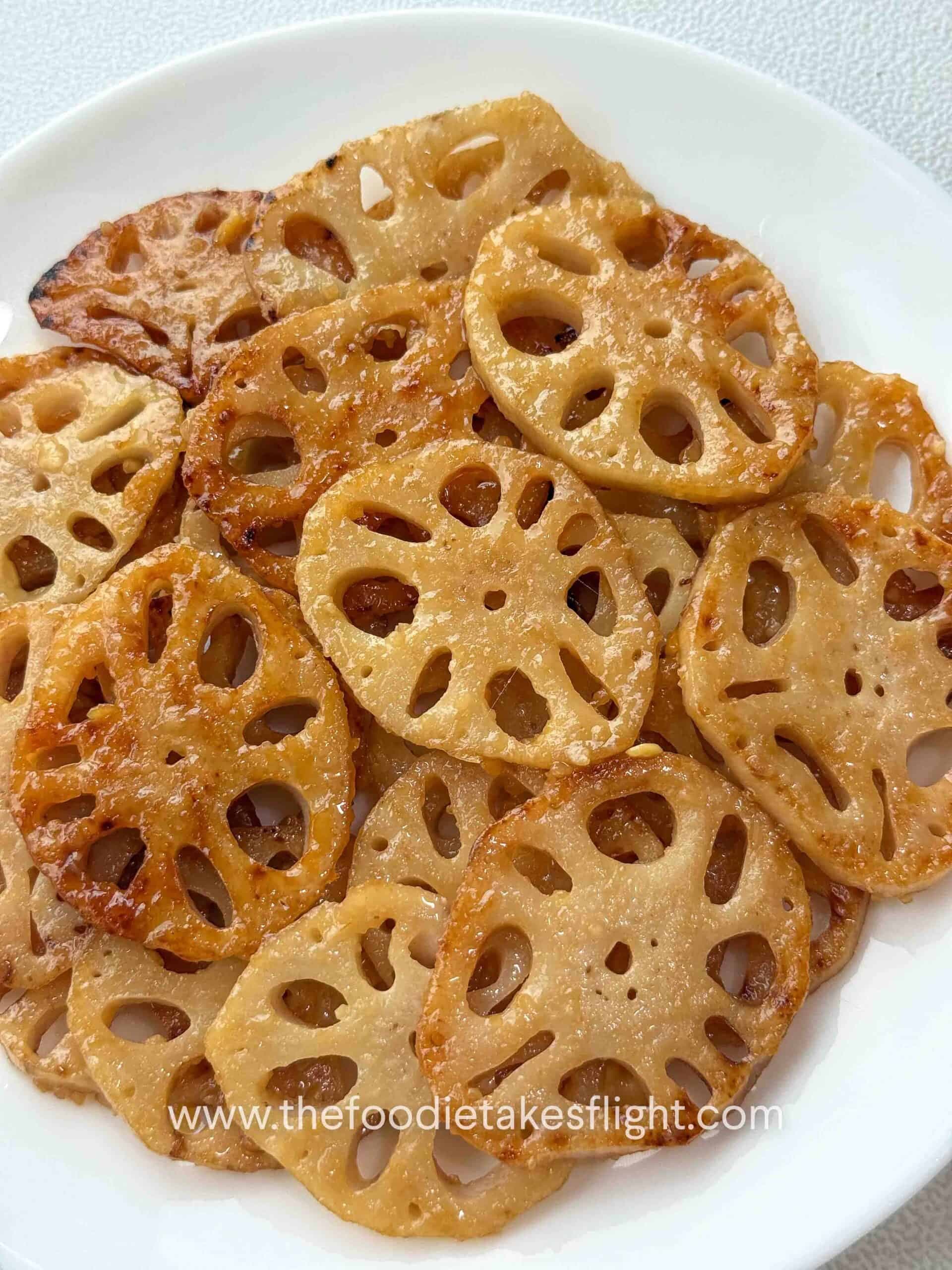 Lemon Miso Lotus Root - The Foodie Takes Flight