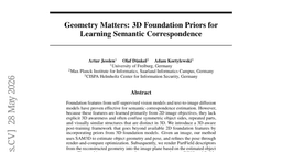 Geometry Matters: 3D Foundation Priors for Learning Semantic Correspondence