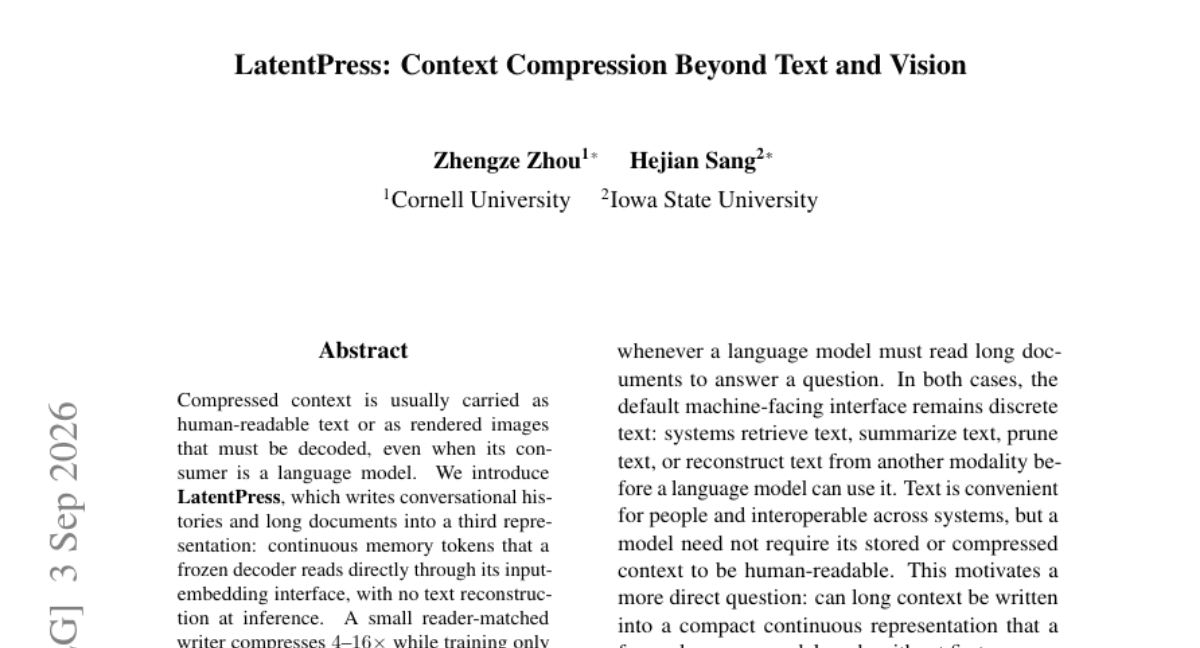 LatentPress: Context Compression Beyond Text and Vision