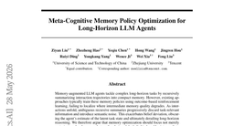 Meta-Cognitive Memory Policy Optimization for Long-Horizon LLM Agents