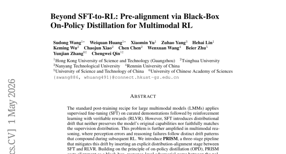 Beyond SFT-to-RL: Pre-alignment via Black-Box On-Policy Distillation for Multimodal RL