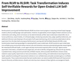 @_akhaliq: From RLVR to RLSVR

Task Transformation Induces Self-Verifiable Rewards for Open-Ended LLM Self-Impr...