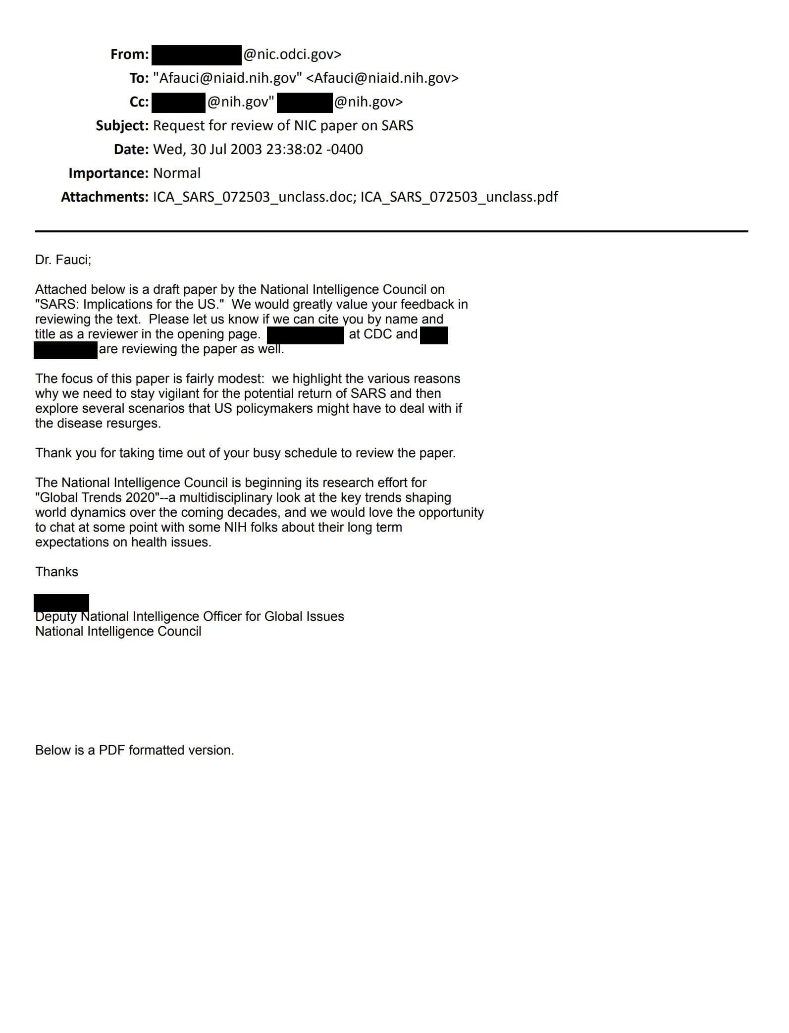 Wired In: The Documents Show Fauci Worked the Spy Agencies From Both Ends