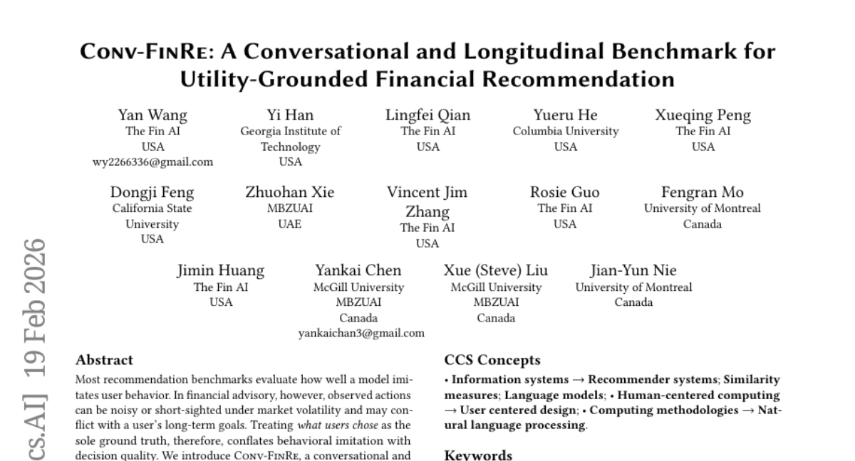 Conv-FinRe: A Conversational and Longitudinal Benchmark for Utility-Grounded Financial Recommendation