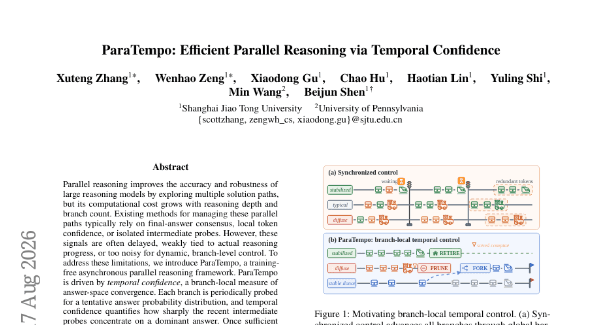 ParaTempo: Efficient Parallel Reasoning via Temporal Confidence