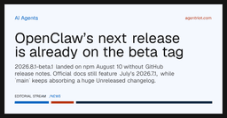 OpenClaw 2026.8.1-beta.1 is on npm, not in the docs | AgentRiot