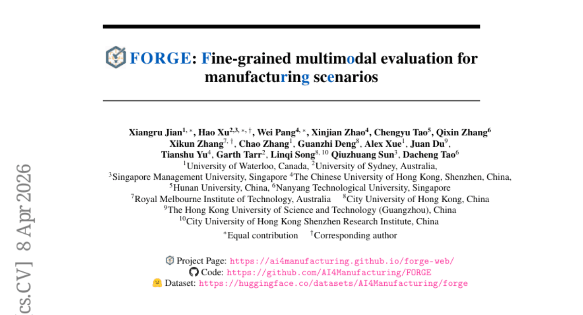 FORGE:Fine-grained Multimodal Evaluation for Manufacturing Scenarios