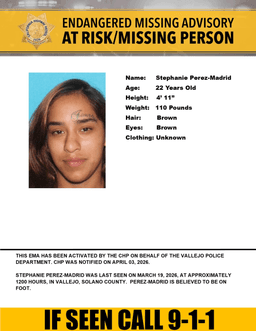 CA - CA - Stephanie Perez-Madrid, 23, Endangered Advisory, last seen on foot near Ohio St & Butte St, Vallejo, 19 Mar 2026 | Websleuths