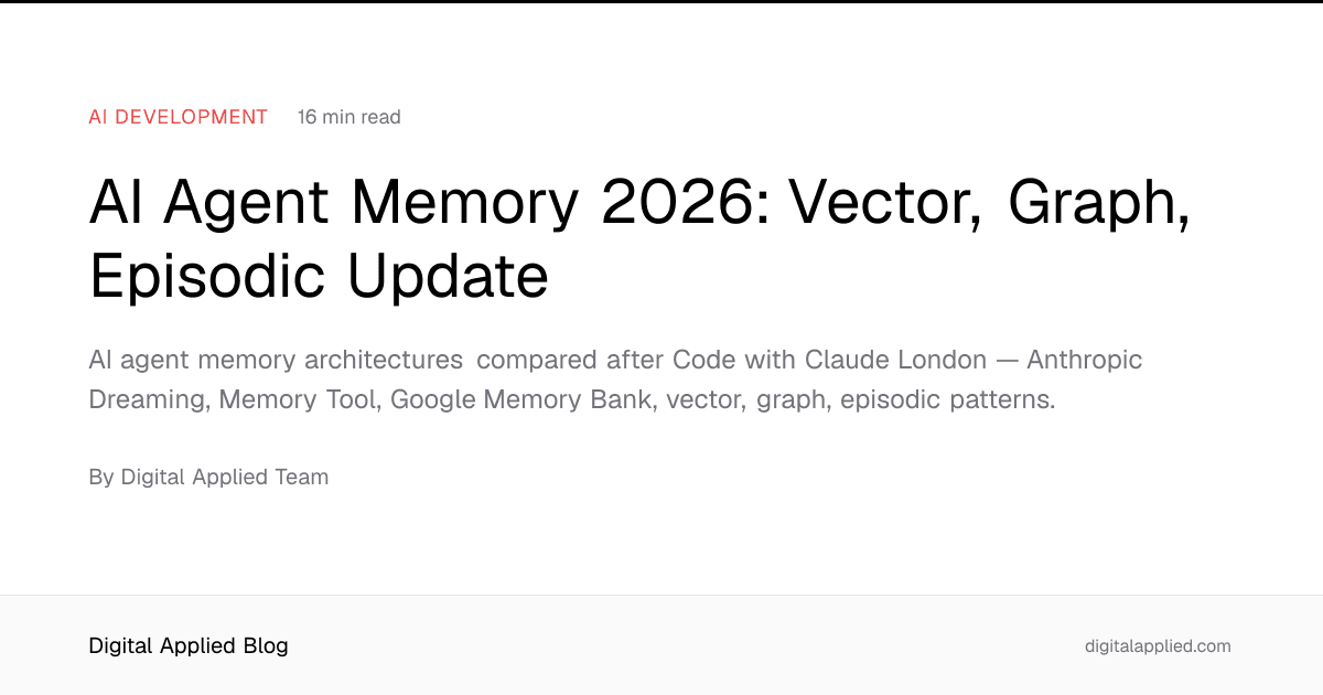 AI Agent Memory 2026: Vector, Graph, Episodic Update