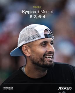 @atptour: Back like he never left 👏

@NickKyrgios defeats Moutet to record a first grass-court win since his r...
