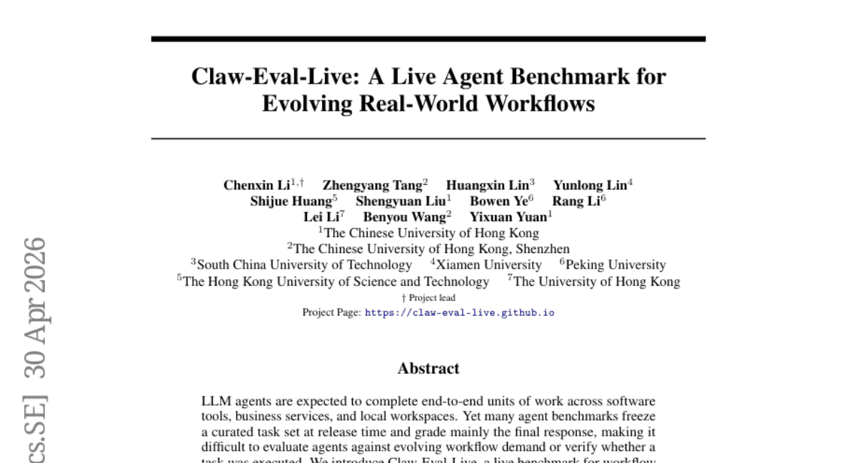 Claw-Eval-Live: A Live Agent Benchmark for Evolving Real-World Workflows
