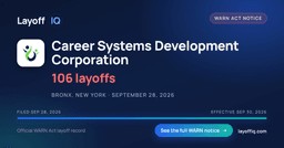 Career Systems Layoffs: 106 Jobs in NY – 2026