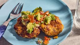 Shrimp & Corn Cakes with Avocado Salsa