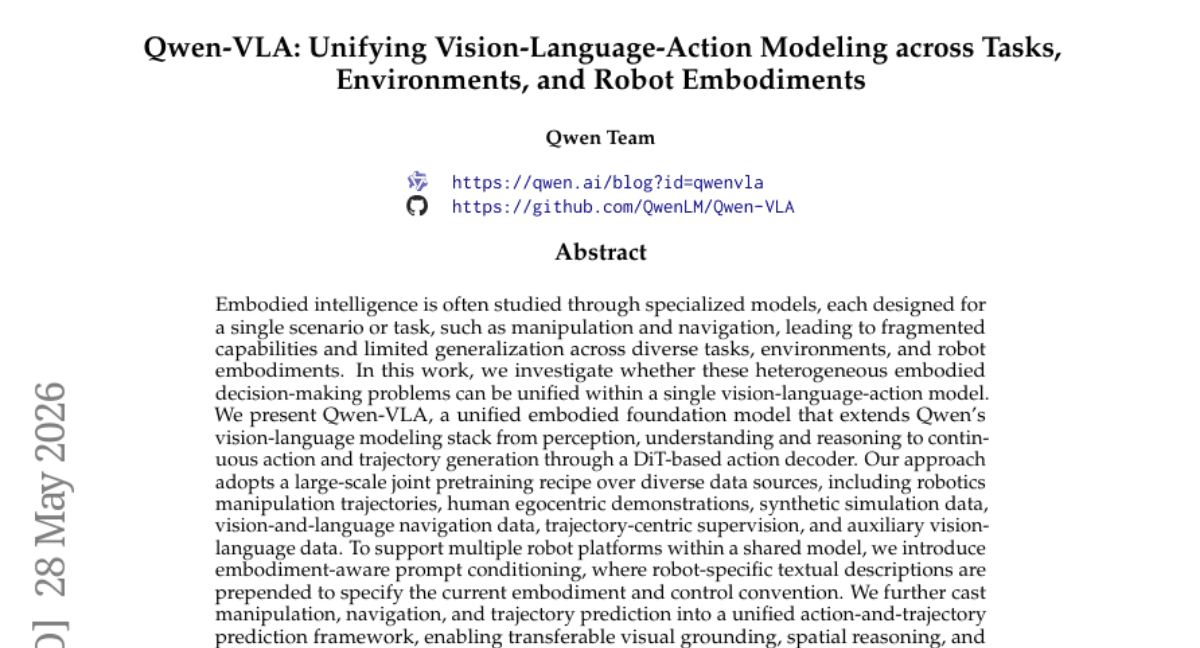 Qwen-VLA: Unifying Vision-Language-Action Modeling across Tasks, Environments, and Robot Embodiments