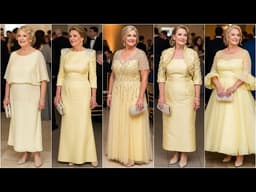 STUNNING Spring Butter Yellow Mother Of The Bride Dresses: Spring Wedding Outfits For Over 50