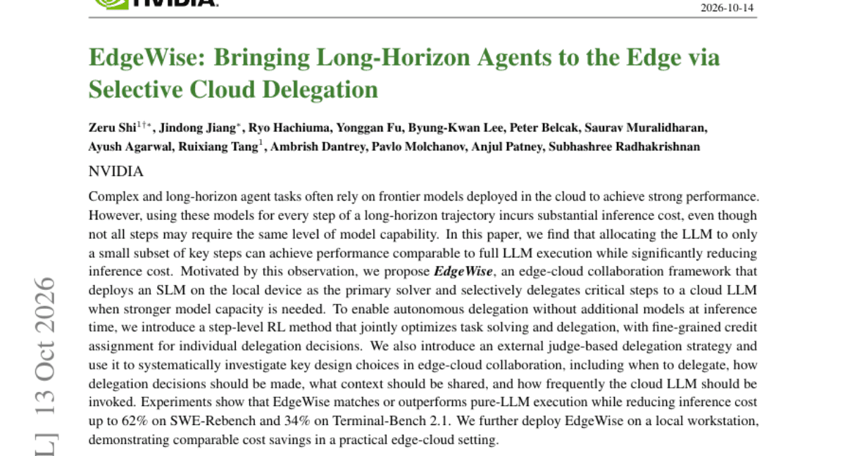 EdgeWise: Bringing Long-Horizon Agents to the Edge via Selective Cloud Delegation