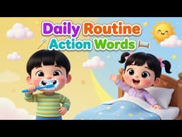 Daily Routine Action Words for Kids 🌞 | English for LKG & UKG Toddlers