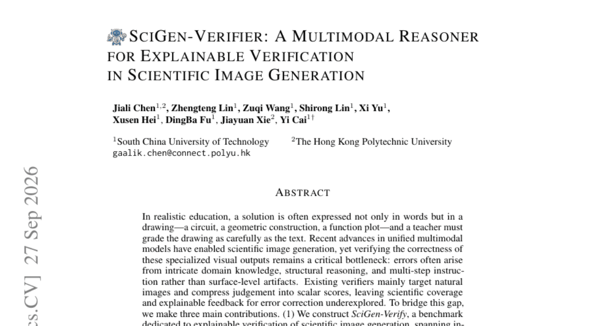 SciGen-Verifier: A Multimodal Reasoner for Explainable Verification in Scientific Image Generation