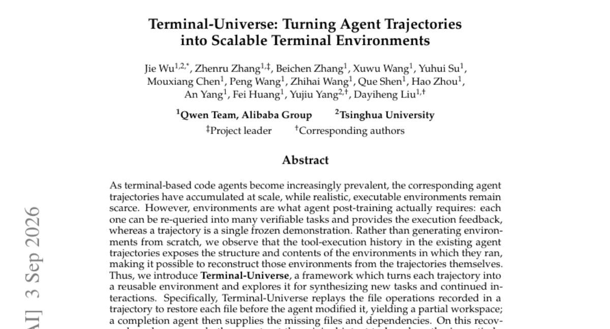Terminal-Universe: Turning Agent Trajectories into Scalable Terminal Environments