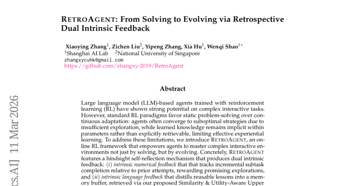 RetroAgent: From Solving to Evolving via Retrospective Dual Intrinsic Feedback
