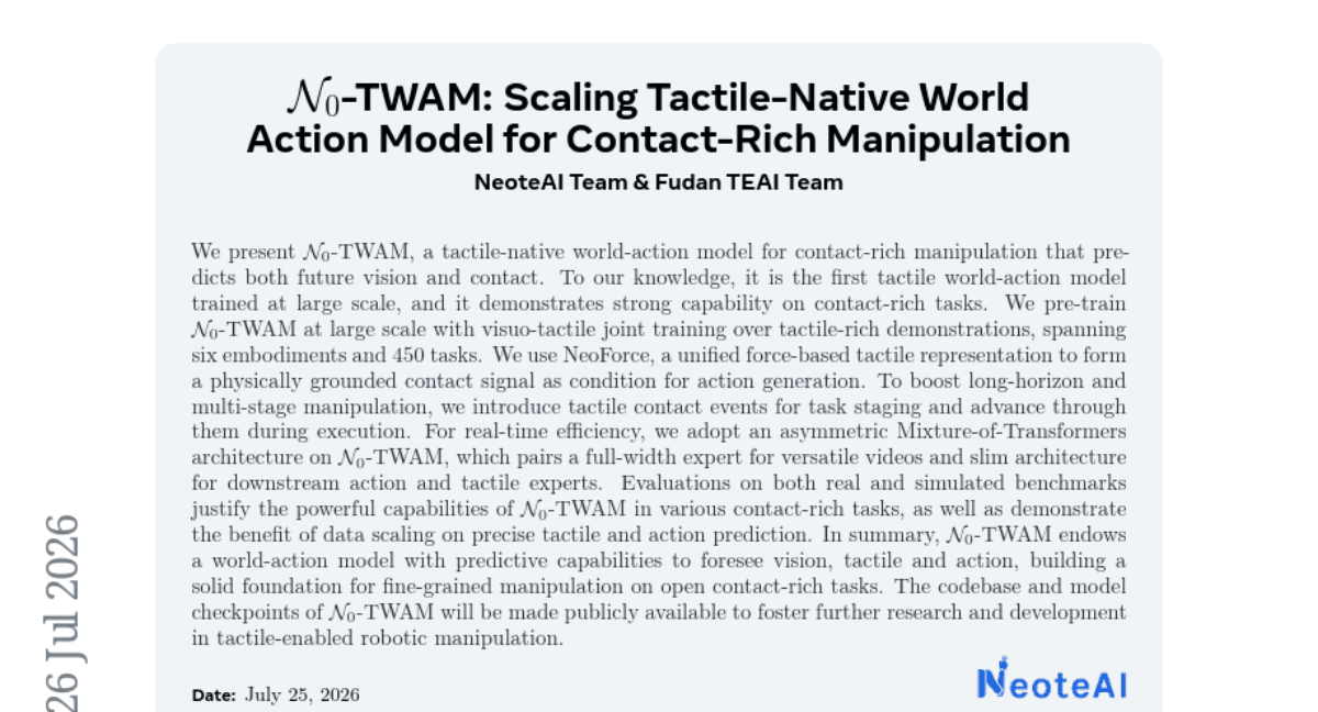 N_0-TWAM: Scaling Tactile-Native World-Action Model for Contact-Rich Manipulation