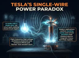 Dr. Paul Wilhelm (@drxwilhelm): "🔬 Nikola Tesla, 1892: single-wire transmission. Sparks over inches, cold flames, lamps lit with no return path. His demonstrations weren't party tricks, they were cracks in the laws.

For 100+ years, physics education buried this topological layer. Only now, with quantum vacuum…"