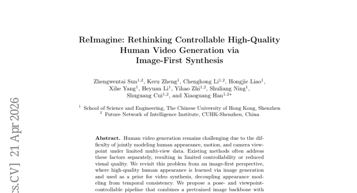 ReImagine: Rethinking Controllable High-Quality Human Video Generation via Image-First Synthesis
