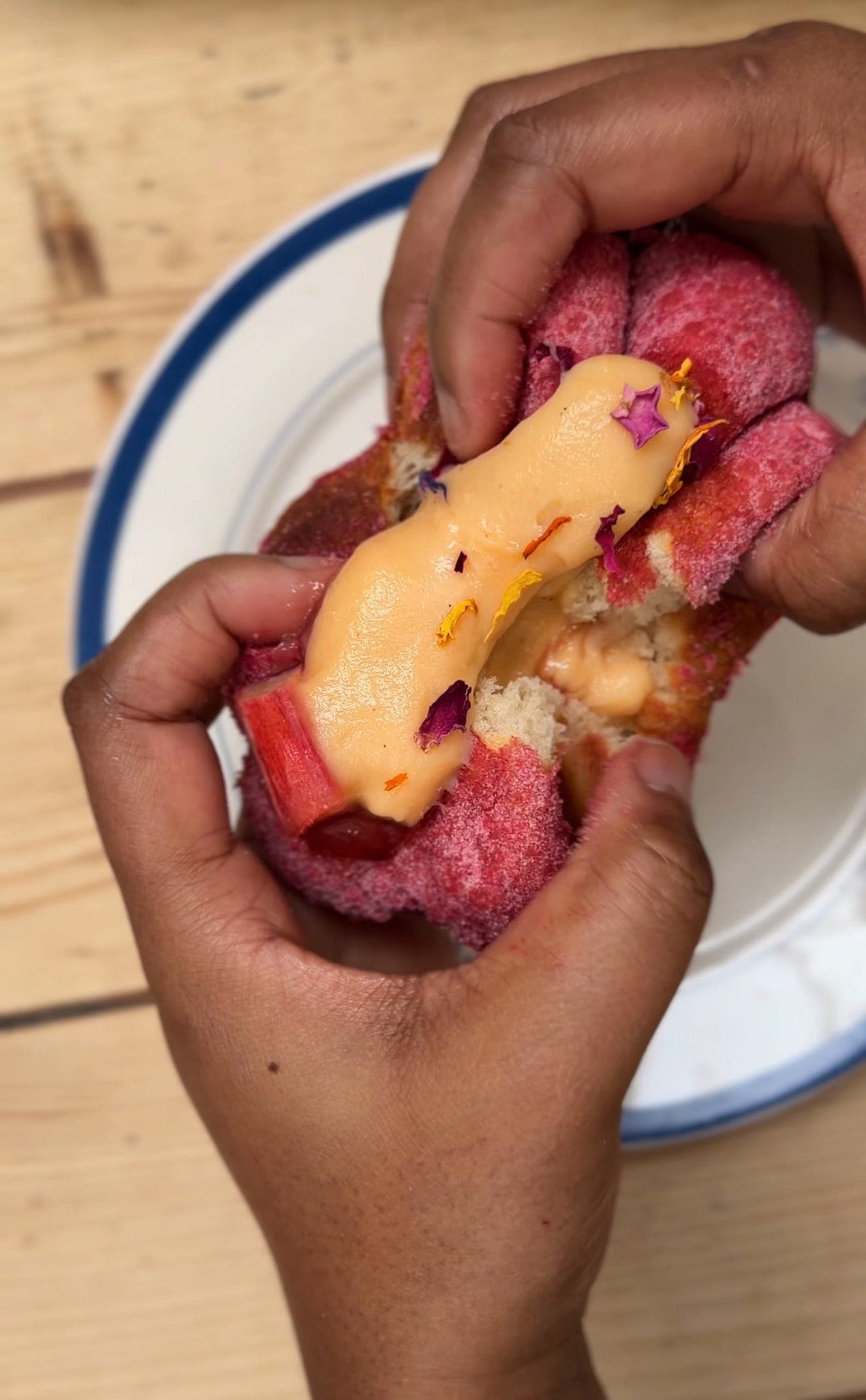 Rhubarb & Smoked Sea Salt Custard Donuts: Recipe #36