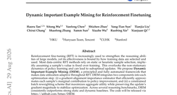 Dynamic Important Example Mining for Reinforcement Finetuning