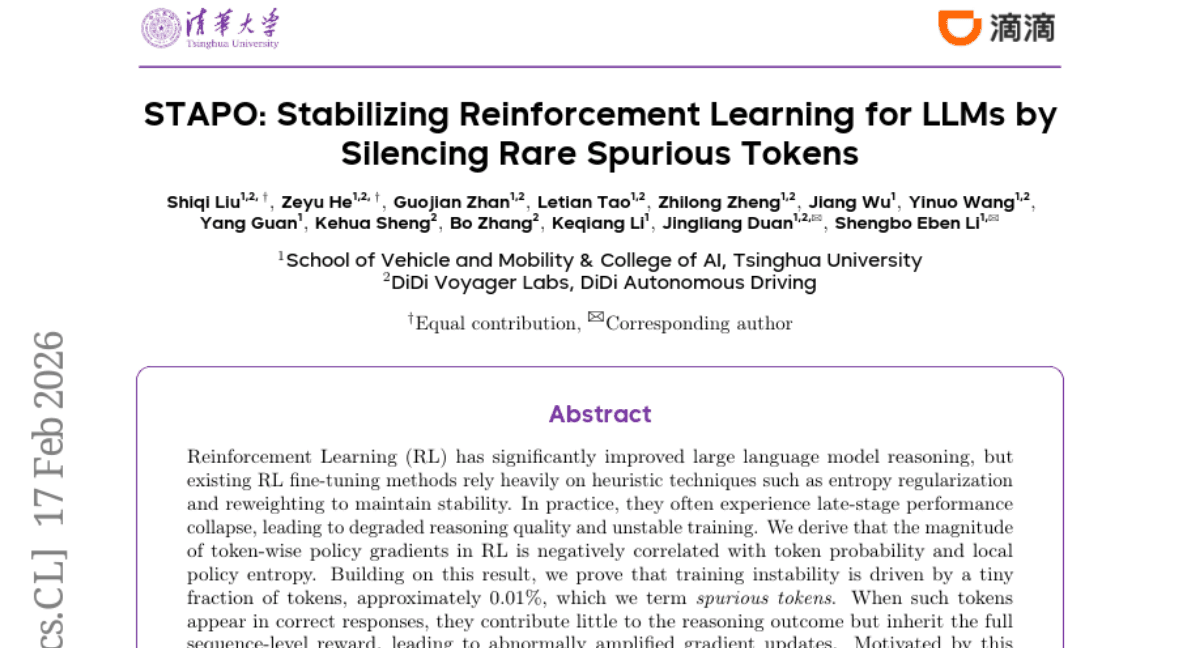 STAPO: Stabilizing Reinforcement Learning for LLMs by Silencing Rare Spurious Tokens