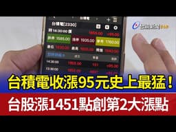 台積電收漲95元史上最猛！ 台股漲1451點創第2大漲點