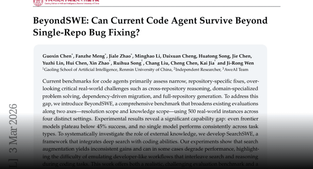 Paper page - BeyondSWE: Can Current Code Agent Survive Beyond Single-Repo Bug Fixing?