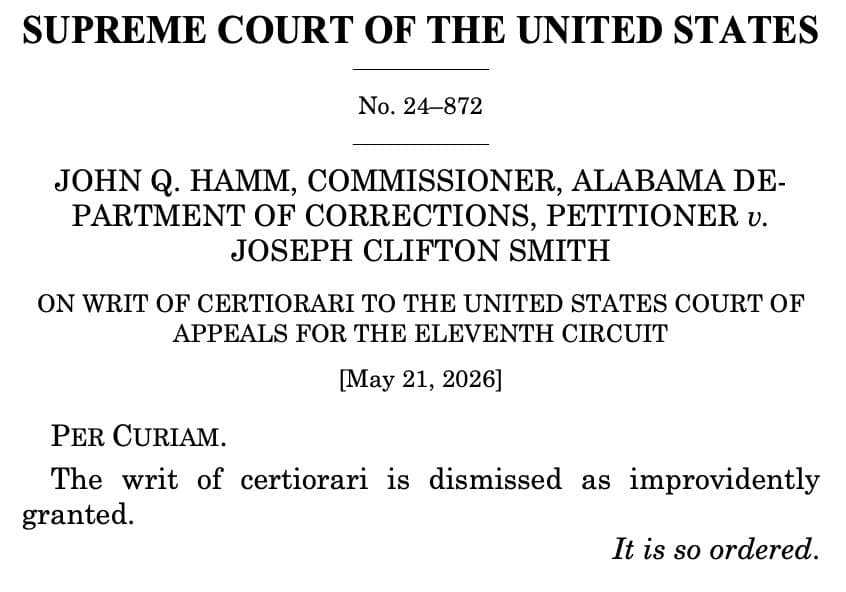 A 5-4 SCOTUS rejects Alabama's effort to make executing intellectually disabled people easier