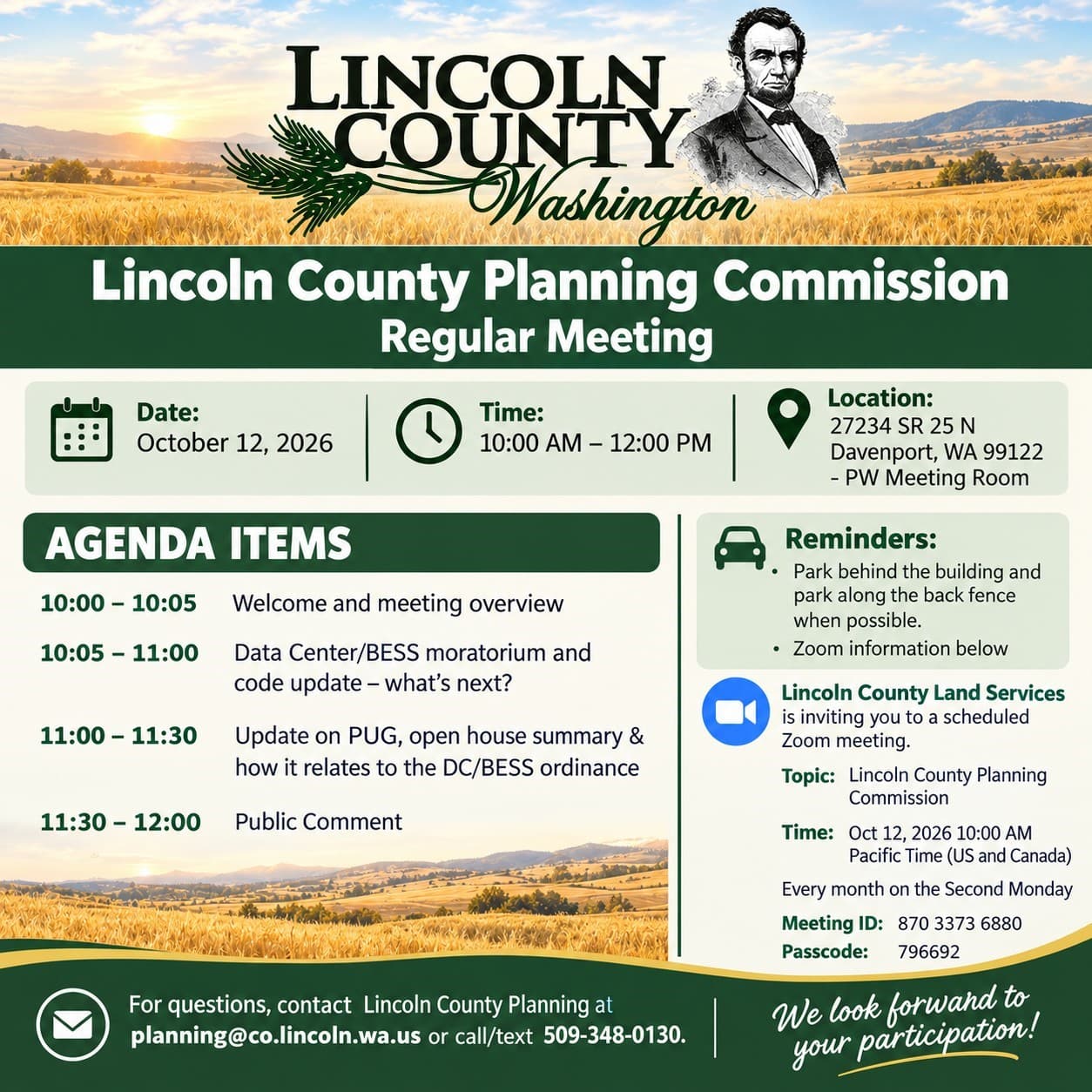Planning Commission Meeting on Monday October 12th