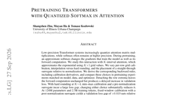 Pretraining Transformers with Quantized Softmax in Attention