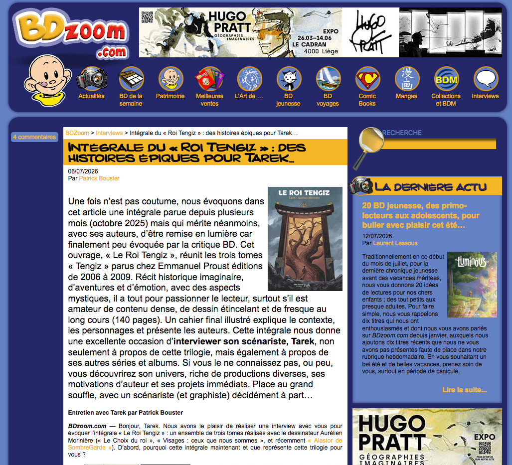 Interview sur BD zoom - Tarek