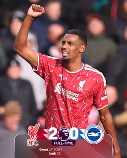@premierleague: Three points and a clean sheet in a BIG win for @LFC against Brighton! 🔴 https://t.co/c8JlpSzSnC