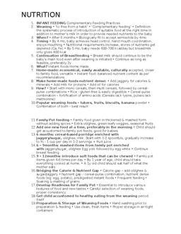 NUTRITION 1: Infant Feeding & Complementary Practices ...
