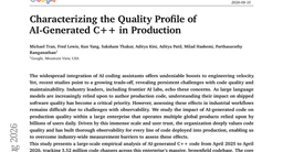 Characterizing the Quality Profile of AI-Generated C++ in Production