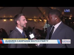 Democratic candidate for U.S. Senate Nick Albares speaks at watch party