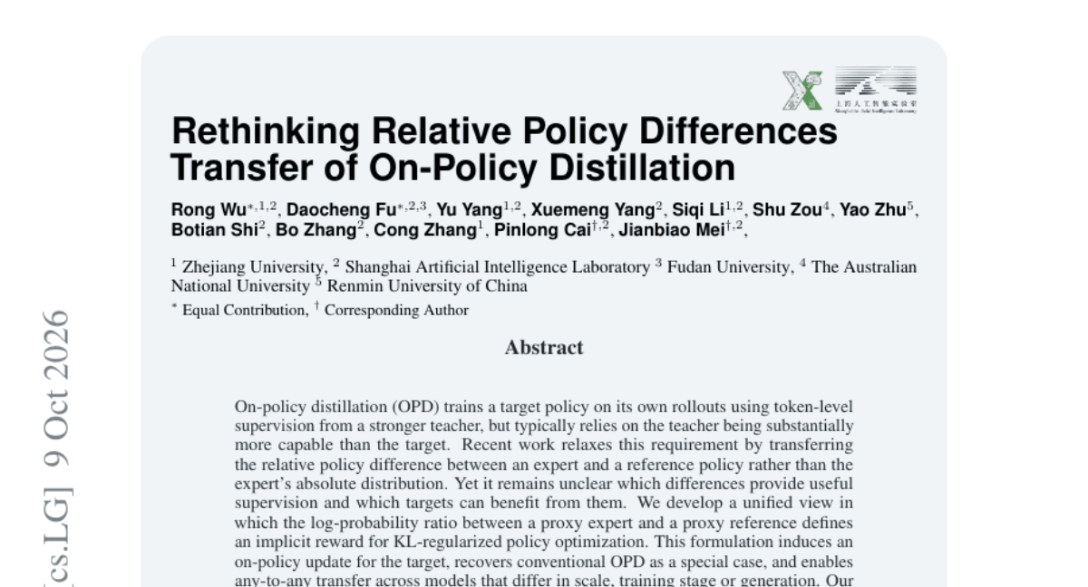 Rethinking Relative Policy Differences Transfer of On-Policy Distillation